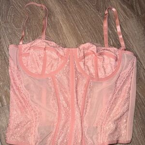 Elegant Pink Lace Bustier Top